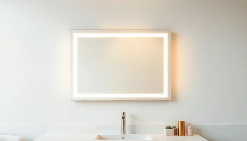 Enhance your space with a chic mirror light mirror illuminating a modern bathroom.