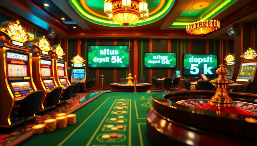 Adegan kasino yang menarik yang menggambarkan elemen perjudian terkait situs deposit 5k.