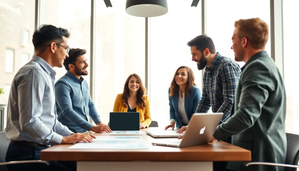 Hire experienced B2B sales professionals collaborating in a dynamic team meeting.