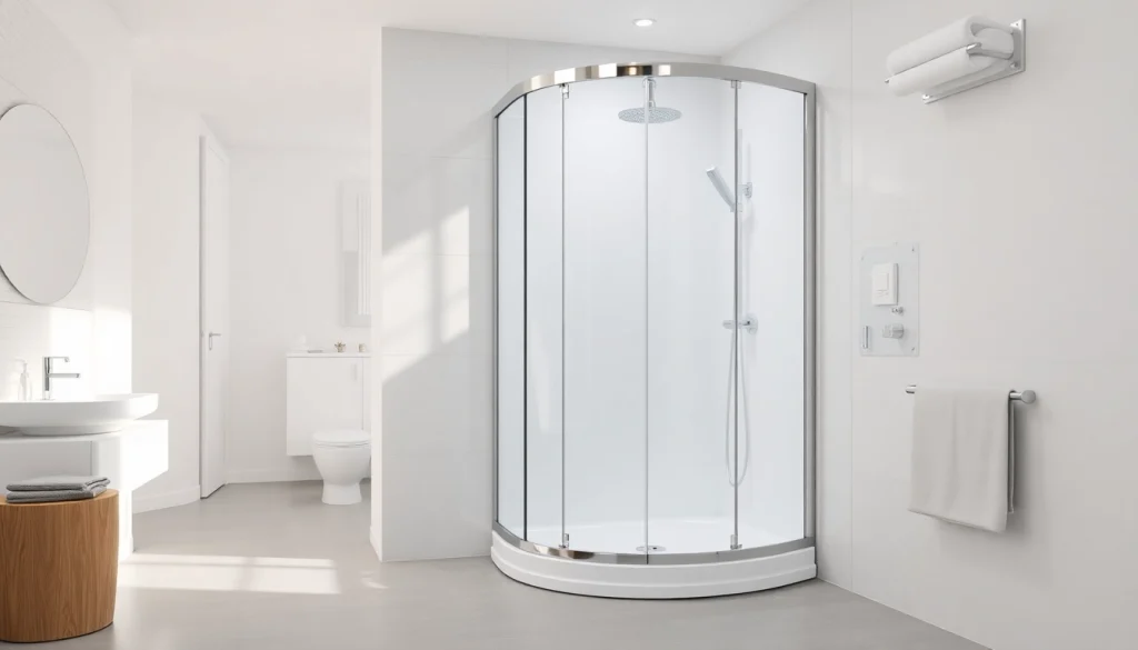 Duschkabine 90x90 komplett in modernem Badezimmer-Design mit eleganten Details.