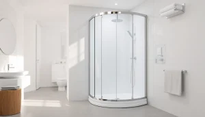 Duschkabine 90x90 komplett in modernem Badezimmer-Design mit eleganten Details.