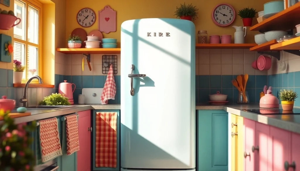 Eye-catching Retro Appliance in a colorful vintage kitchen setting, enhancing warmth and charm.