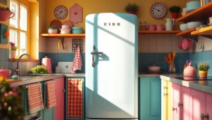 Eye-catching Retro Appliance in a colorful vintage kitchen setting, enhancing warmth and charm.