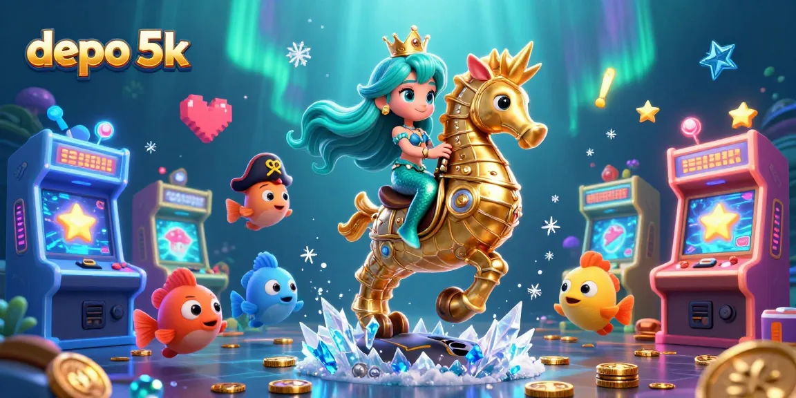 Engage with exhilarating slots at depo 5k, featuring a vibrant mermaid princess and a golden-armored seahorse.